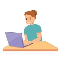 ícone de laptop de programação de garota, estilo cartoon vetor