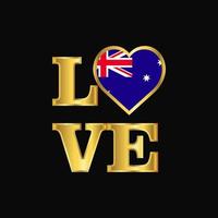 amor tipografia austrália bandeira design vetor letras de ouro