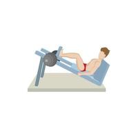 levantador de peso de homem musculoso fazendo leg press icon vetor