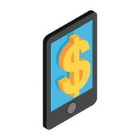 smartphone com dólar em exibição vetor