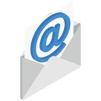 ícone de e-mail, estilo 3d isométrico vetor