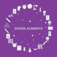 modelo de vetor infográfico de conjunto de ícones de elementos escolares