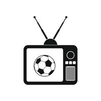 partida de futebol em um antigo ícone de tv vetor