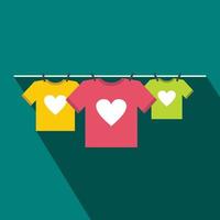 camisetas com ícone plano de coração vetor
