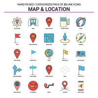 mapa e localização plana ícone conjunto de ícones de conceito de negócios design de ícones vetor