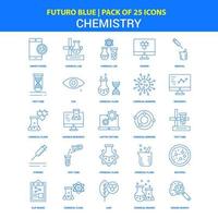 ícones de química futuro azul 25 pacote de ícones vetor