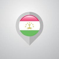 ponteiro de navegação de mapa com vetor de design de bandeira do tadjiquistão