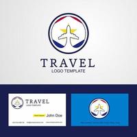 logotipo de bandeira de círculo criativo saba de viagem e design de cartão de visita vetor