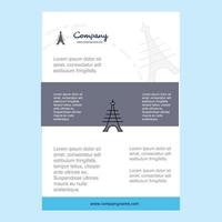 layout de modelo para perfil da torre eiffel comany relatório anual apresentações folheto folheto fundo vetorial vetor