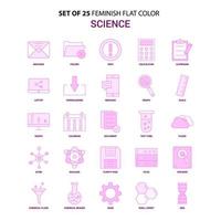 conjunto de 25 ícones femininos de cor lisa cor rosa conjunto vetor