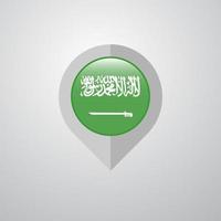 ponteiro de navegação de mapa com vetor de design de bandeira da Arábia Saudita