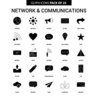 conjunto de ícones vetoriais de glifo de rede e comunicação vetor