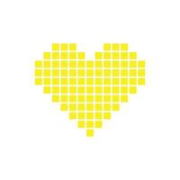 eps10 vetor amarelo pixel art coração ícone sólido abstrato isolado no fundo branco. símbolo de amor em um estilo moderno simples e moderno para o design do seu site, logotipo e aplicativo móvel