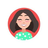 perfil de usuário feminino. avatar é uma mulher. um personagem para um protetor de tela com emoções. para design de site e aplicativo móvel. ilustração vetorial em um fundo branco e isolado. vetor