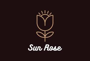 design de logotipo de linha de flor de rosa de sol minimalista simples vetor