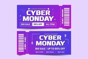 O modelo de design de voucher ou cupom da cyber monday é fácil de personalizar vetor