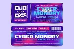 O modelo de design de voucher ou cupom da cyber monday é fácil de personalizar vetor