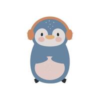 pinguim fofo. estilo de desenho animado. ilustração vetorial. para cartão, cartazes, banners, livros, impressão na embalagem, impressão em roupas, tecidos, papel de parede, têxteis ou pratos. vetor