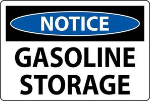 aviso sinal de armazenamento de gasolina no fundo branco vetor