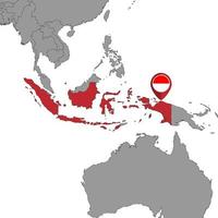 pin mapa com bandeira da Indonésia no mapa do mundo. ilustração vetorial. vetor