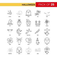 ícone de linha preta de halloween 25 conjunto de ícones de contorno de negócios vetor