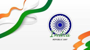 bandeira de saudação de celebração do dia da república da índia com fita vetor
