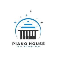 design de logotipo de ilustração de casa de piano vetor