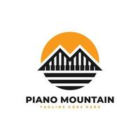 design de logotipo de ilustração de montanha de piano vetor