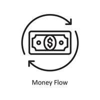 ilustração do projeto do ícone do esboço do vetor do fluxo de dinheiro. símbolo de negócios e finanças no arquivo eps 10 de fundo branco