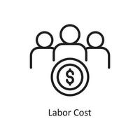 ilustração de design de ícone de contorno de vetor de custo de mão de obra. símbolo de negócios e finanças no arquivo eps 10 de fundo branco