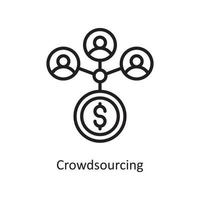 ilustração de design de ícone de contorno de vetor de crowdsourcing. símbolo de negócios e finanças no arquivo eps 10 de fundo branco