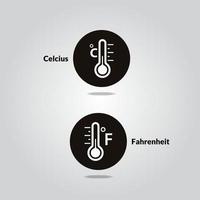 ilustração em vetor design de ícone plano de temperatura celsius e fahrenheit