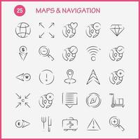 mapas e pacote de ícones desenhados à mão de navegação para designers e desenvolvedores ícones de ferramentas de faca de cozinha garfo de comida vetor de direção de rolamento de seta