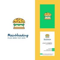 logotipo criativo de hambúrguer e vetor de design vertical de cartão de visita