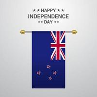 dia da independência da nova zelândia pendurado fundo da bandeira vetor