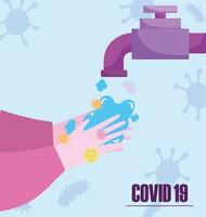 banner de prevenção covid-19 com lavagem das mãos vetor