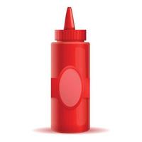 ícone de garrafa de plástico de ketchup, estilo cartoon vetor