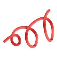 ícone de serpentina encaracolado vermelho, estilo cartoon vetor