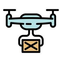 ícone de drone de entrega de encomendas, estilo de estrutura de tópicos vetor