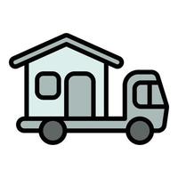 ícone de caminhão de casa de acampamento, estilo de estrutura de tópicos vetor