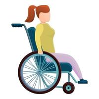 menina da escola em ícone de cadeira de rodas, estilo cartoon vetor