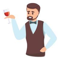 ícone de sommelier de vinhedo, estilo cartoon vetor