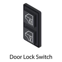 ícone do interruptor de bloqueio da porta, estilo isométrico vetor