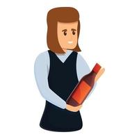 ícone de sommelier de mulher de bar, estilo cartoon vetor