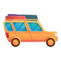 ícone de carro de viagem laranja, estilo cartoon vetor