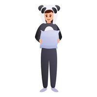 ícone de pijama de urso panda menino, estilo cartoon vetor