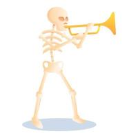 esqueleto tocando trompete ícone, estilo cartoon vetor