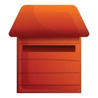 ícone de caixa de correio de madeira, estilo cartoon vetor