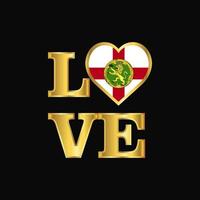 tipografia de amor design de bandeira de alderney vetor letras de ouro