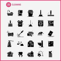limpeza de ícones de glifo sólido definidos para infográficos kit uxui móvel e design de impressão incluem escova de escovação limpa êmbolo de banheiro banheiro conjunto de ícones de ferramentas de banheiro vetor